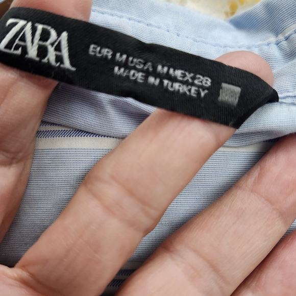 Zara Light Blue Striped Blouse - Picture 3 of 4